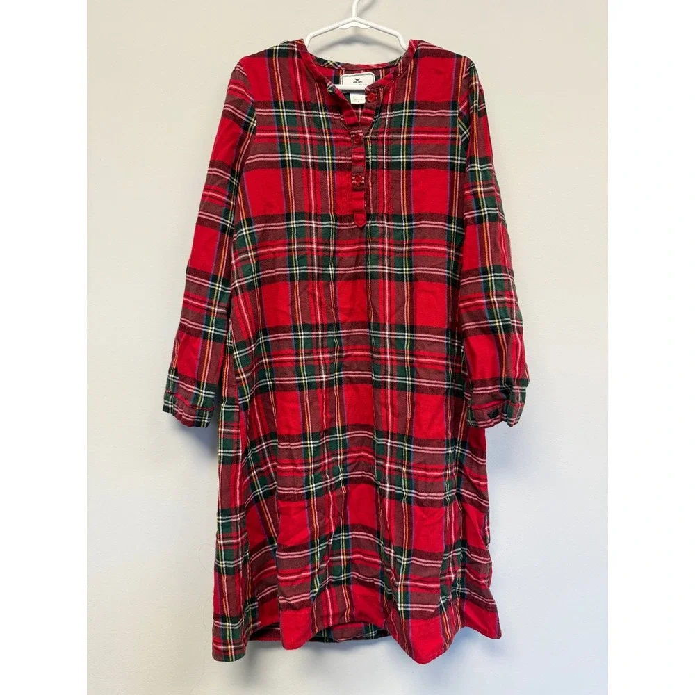 Petite Plume Kids Red Tartan Plaid Flannel Nightgown Sleep Dress Siz 8 Christmas